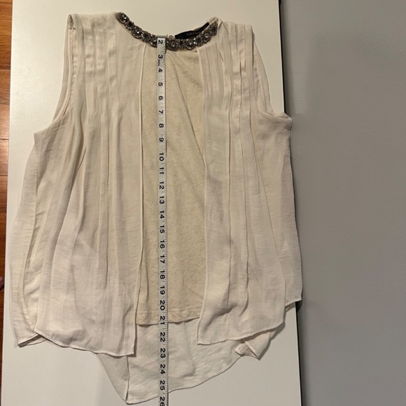 Zara Basic Cream Jeweled Collar Sleeveless Top Large - Picture 7 of 9